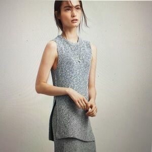 Wilfred sz M long sleeveless top (or vest?) with side slits salt & pepper